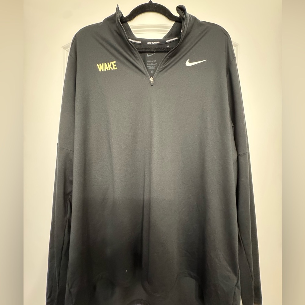 Nike Running Black Quarter-Zip Pullover w/ Wake Forest screen printed logo